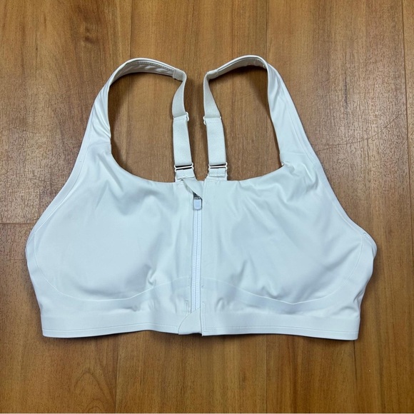 Athleta Women’s Bright White Zip Sports Bra Size S - Picture 1 of 9